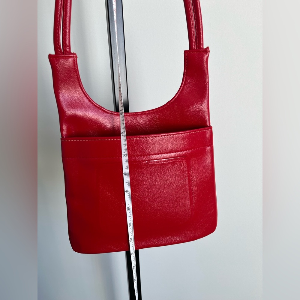 Vintage Y2K Red Faux Leather Shoulder Bag Minimalist Purse - Picture 10 of 10